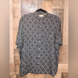 Natural Issue Black Gray Mens Casual Shirt Sleeve Button Up Shirt Size Large